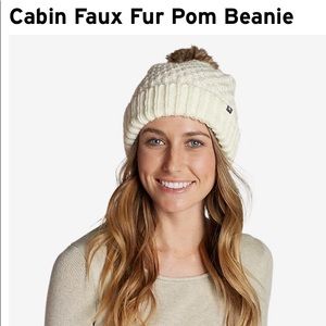 NWT Eddie Bauer Cabin faux fur Pom beanie